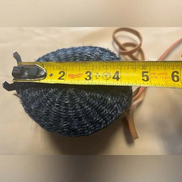 Woven Blue & Brown Crossbody Bucket Bag Leather Patterned Top Closure Straps - Picture 5 of 15